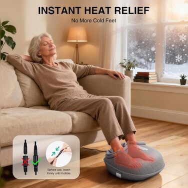 Масажер для ніг Medcursor з підігрівом: глибокий масаж, розслаблення м'язів та зняття втоми. Регулювання інтенсивності для дому та офісу (сірий)