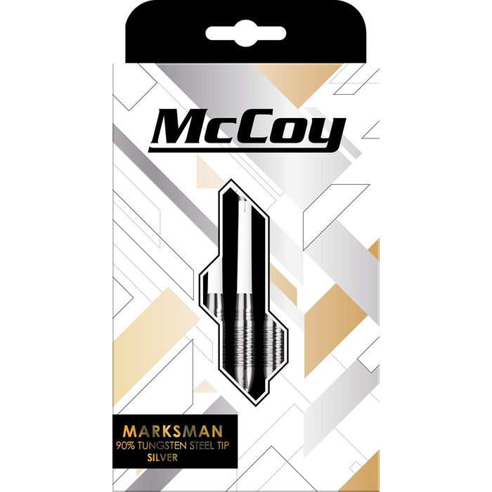 Професійні дротики McCoy Darts D6018 Marksman 90% вольфрам, срібло/чорний/золотий, набір преміум-класу