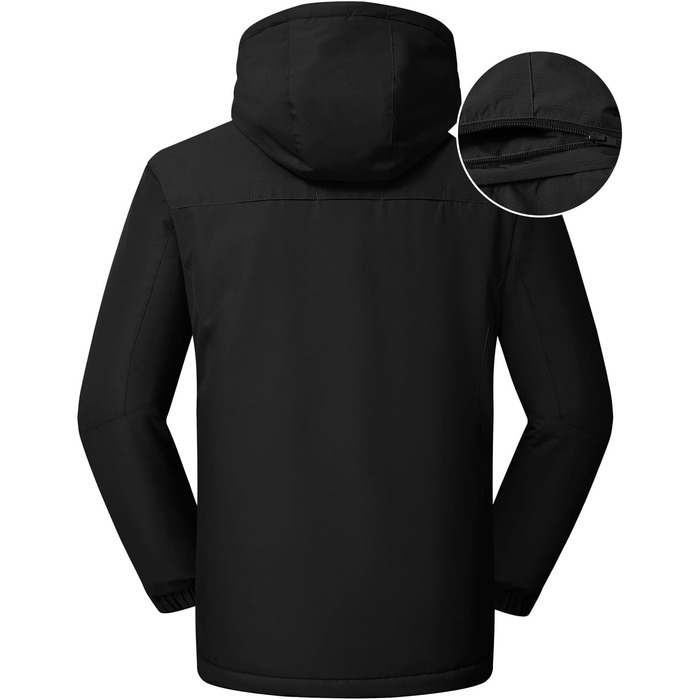 Чоловіча лижна куртка Rdruko, водонепроникна, з утепленим флісом, капюшон, для активного відпочинку в горах (чорний, S)