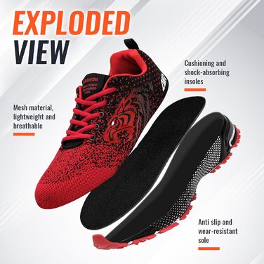 Чоловічі кросівки ASHION для бігу та занять спорту: дихаючі, легкі, червоні (46 EU)