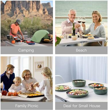 Складаний стіл 60 см, портативний, для кемпінгу та пікніків, садовий, вуличний, з алюмінієвим каркасом та регульованою висотою, 60 x 45 x 25,9 см (Д x Ш x В)