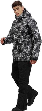 Комплект чоловічого гірськолижного костюма ALSOGO: куртка та штани, теплий, водонепроникний, вітронепроникний, з капюшоном, для сноуборду та гірськолижного спорту, білий, розмір L