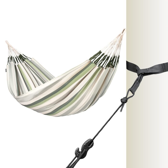 Гамак LA SIESTA® Brisa - класичний, ручної роботи з Колумбії, 160 см, для дому та вулиці (Cedro, Kingsize, кріплення до дерева/стовпа)