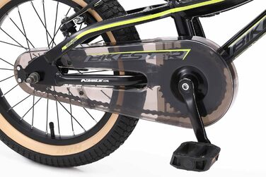 Дитяче велосипед BIKESTAR 16 дюймів: алюмінієвий MTB для дівчаток та хлопчиків 4-5 років, V-brake, чорно-зелений