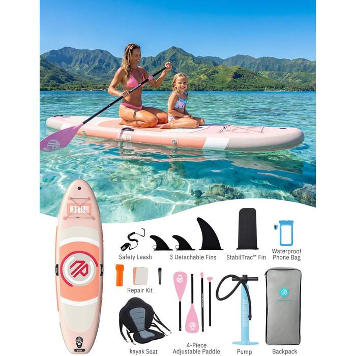 Надувний SUP дошка для сапсерфінгу Niphean 305 см з плавником StabilTrac, для дорослих, з аксесуарами, підходить для йоги