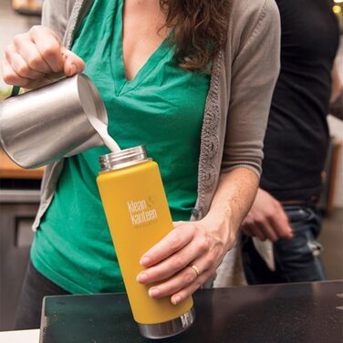 Термос-пляшка Klean Kanteen Wide 591 мл, вакуумна ізоляція, Cafe Cap 2.0, Lemon Curry матова
