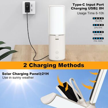 LED кемпінговий ліхтар Wholede 8000mAh з USB/сонячною зарядкою, димування, для наметів, риболовлі, походу, надзвичайних ситуацій