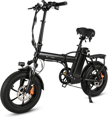Електровелосипед Skivogr 16'' складаний для чоловіків і жінок, 48V/18Ah, фетбайк з 3.0'' шинами, 250W, 25 км/год, гідравлічні дискові гальма, кольоровий дисплей, 3 режими їзди