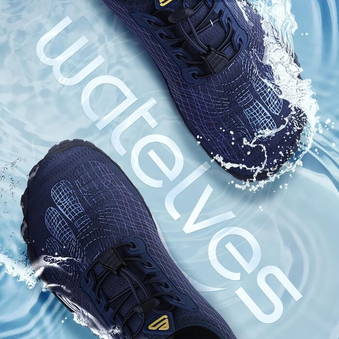 WateLves Водні черевики для жінок та чоловіків, спортивні, антиковзаюча підошва, широка передня частина, темно-синій (661), 43 EU