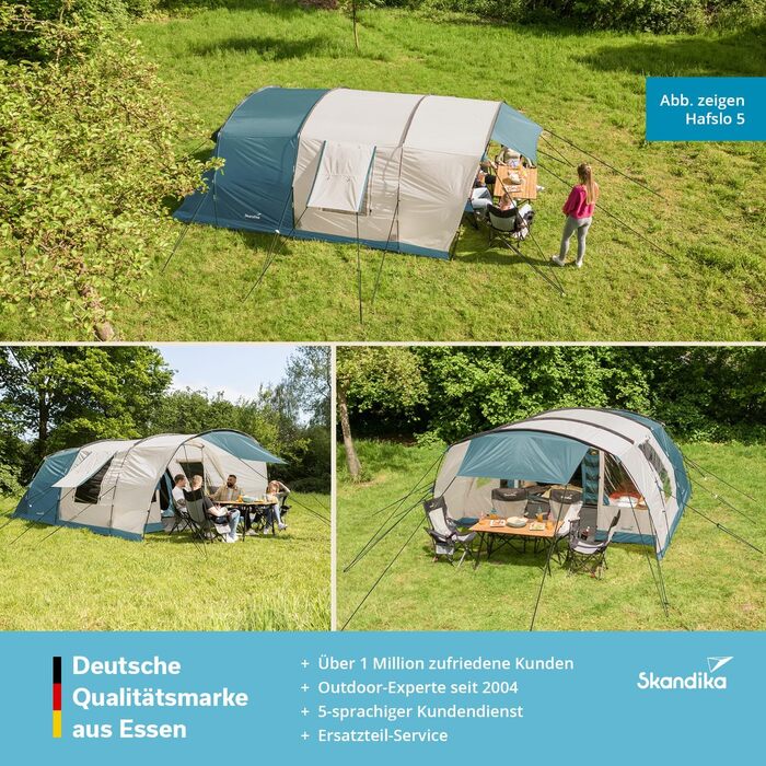 Намет Skandika Hafslo Sleeper Protect для кемпінгу 4/5/6 осіб, водонепроникний, з вшитим дном (5000 мм), тамбур, чорна спальня | Сімейний намет