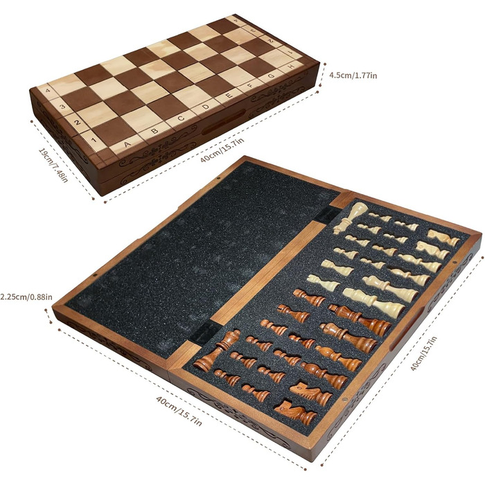 Магнітна шахівниця Syrace 30x30 см, дерев'яна, складна, ручна робота, для дітей і дорослих, для дому, вулиці та подорожей