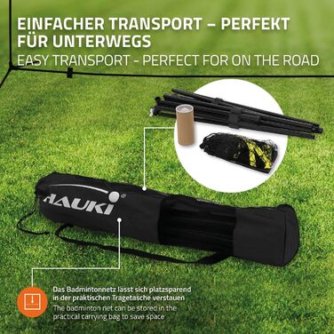 Мережа для бадмінтону та тенісу Hauki 400/500 см, чорно-синя, з сіткою для волейболу, 3 волани, сумка, сталевий каркас