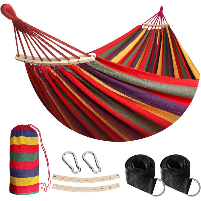 Гамак для відпочинку Anyoo: міцний, знімний, для тераси, саду, пляжу (червоний)