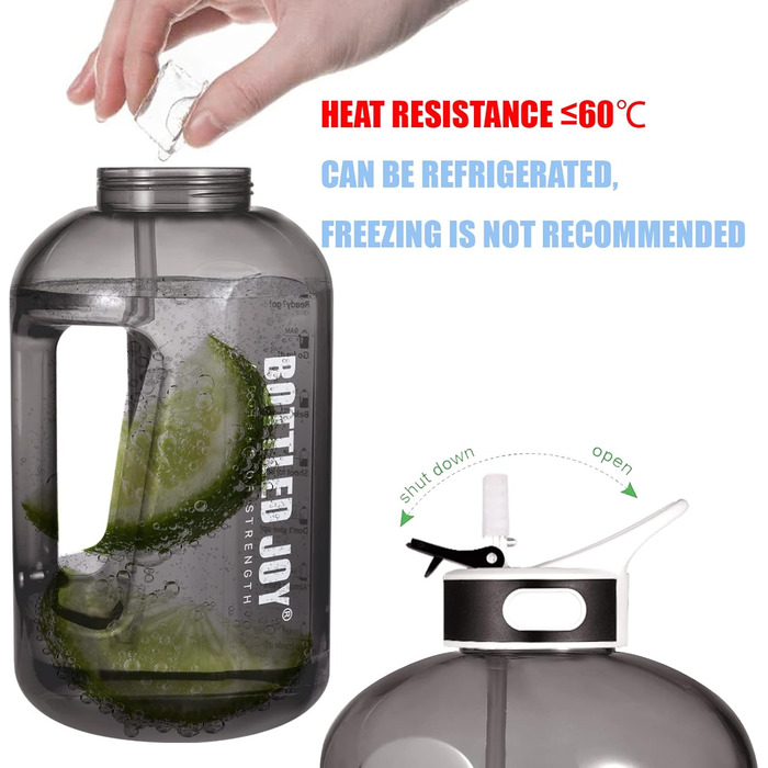 Пляшка для води Acxilexy 2,5 л з трубочкою, BPA-Free, пластикова, з таймерами, для спорту, офісу, дому, герметична