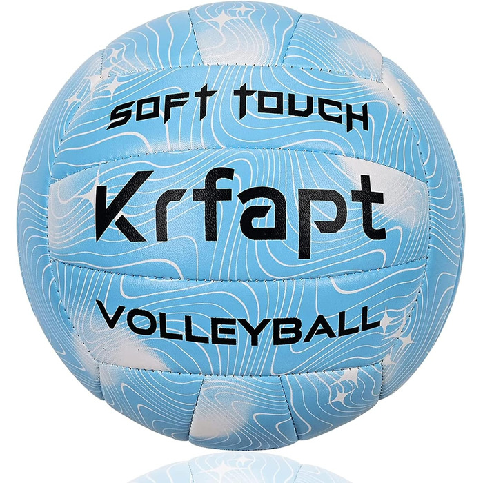 Волейбольний м'яч Krfapt розмір 5, офіційний, Soft Touch, для тренувань, Outdoor/Indoor, водонепроникний, з дизайном Ripples (Blue/Purple/Pink)
