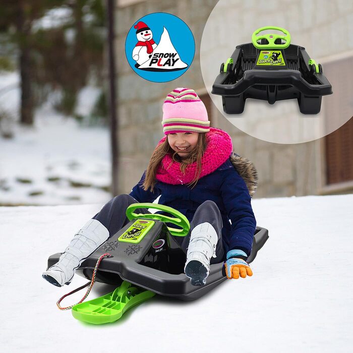 Сніговий санки Bob Black Devil з кермом, гальмом та ручним гальмом, від 3 років, чорний