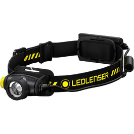 Ліхтар налобний LED Ledlenser H5R Work, 350 люмен, водонепроникний IP67, регульований, поворотний, з плавним регулюванням яскравості, 2xAA батарейки, дальність освітлення 160м, з батарейками