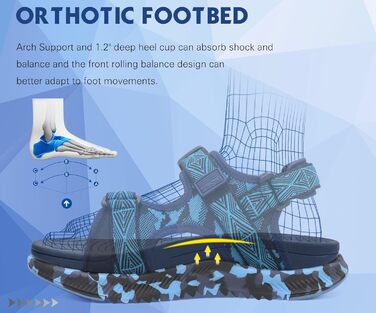 Чоловічі сандалі Oncaі Wandersandalen: ортопедичні трекінгові сандалі для відпочинку та спорту, блакитні, розмір 43 EU