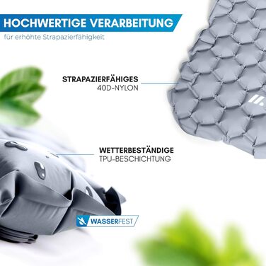 Килимок туристичний NORDMUT® Isomatte Outdoor з ремкомплектом | Легкий килимок для кемпінгу та піших прогулянок - компактний, сірий