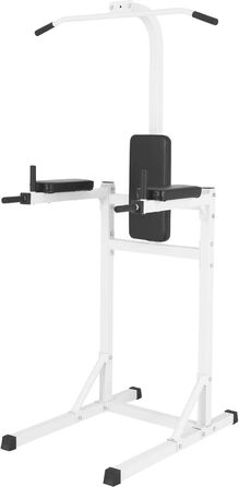 GORILLA SPORTS® Power Tower – багатофункціональна силова станція для дому: турнік, бруси, тренажер для підтягувань, віджимань і пресу, чорний/білий, фітнес обладнання для домашніх тренувань