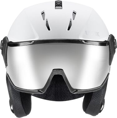 Гірськолижний шолом uvex Instinct Visor з візором, для жінок та чоловіків, регулювання розміру, біло-чорний матовий, 59-61 см