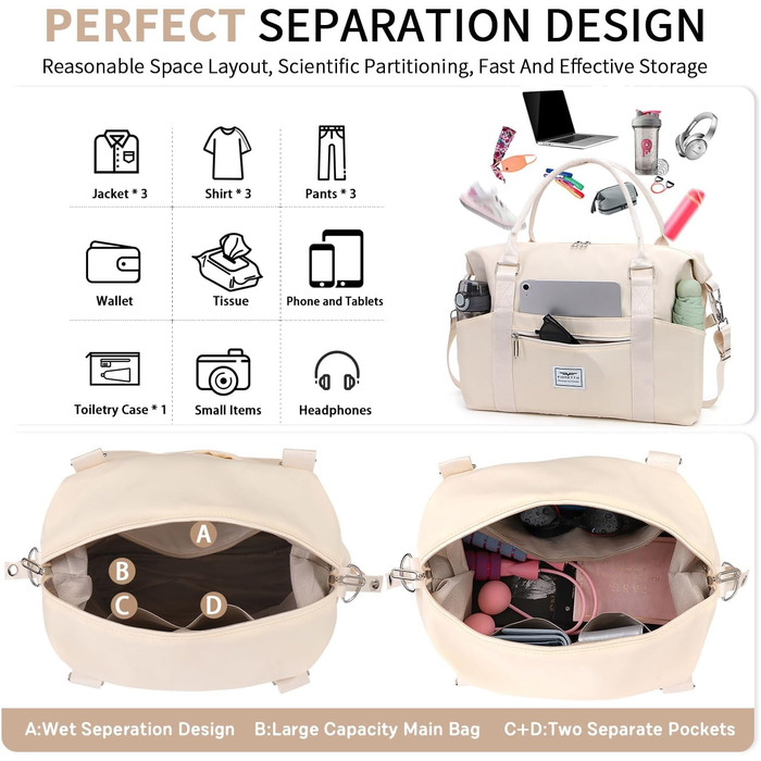 Спортивна сумка Daen FIORETTO: водонепроникна дорожня сумка-дуffel, ідеальна для подорожей та фітнесу, блакитна