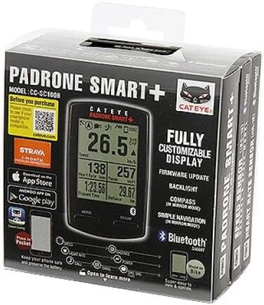 Велокомп’ютер Cateye Padrone Smart+ CC-SC100B, чорний, компактний