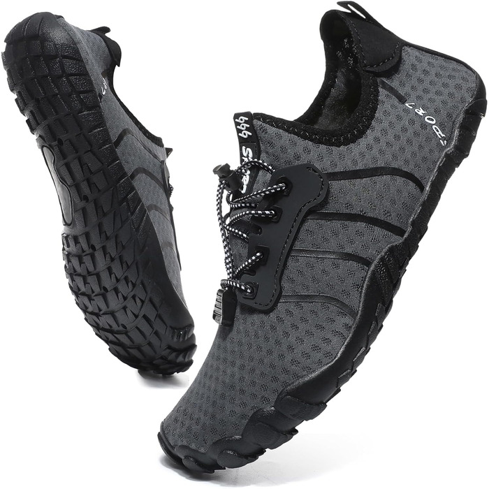 Чоловічі та жіночі аквашузи для плавання та серфінгу. Швидковисихаючі, підошва не слизька. Розмір 46 EU, сірий колір (6906)