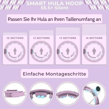 Розумний хулахуп Swiss Activa+ S5.S+ для дорослих 60-112 см з обважнювачем, фіолетово-синій, тихий, для схуднення