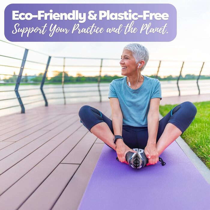 Йога мат TechFit з неслизькою поверхнею - для фітнесу, дому, пілатесу, кемпінгу, аеробіки (фіолетовий, 10 мм)