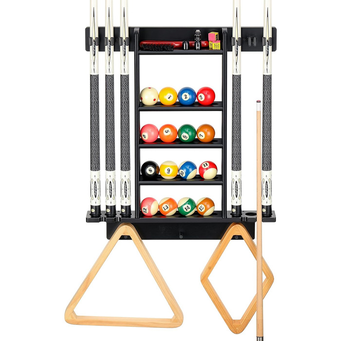 Стенд для більярду на 6 київ Regal, чорний колір, з полицею для аксесуарів, з дуба, для ігрової кімнати, клубу або чоловічої зони