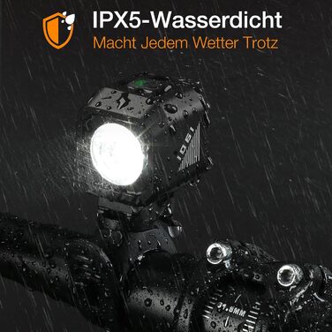 Передній велосипедний ліхтар Tavaler LED, USB-C зарядка, водонепроникний IPX5, сертифікований StVZO для гірських, шосейних та електровелосипедів
