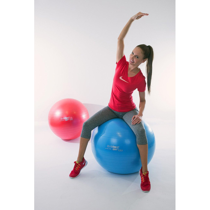 Гімнастичний м'яч Christopeit Sport 75 см, синій, з 2-ходовим насосом – фітнесбол для йоги, пілатесу, офісу