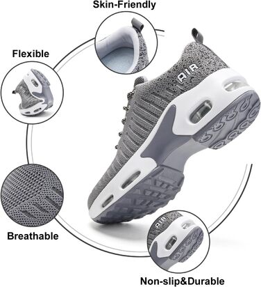 Жіночі кросівки для бігу з підтримкою склепіння стопи, повітряна подушка, комфортні снікерси чорно-білі (39 EU, сірий)