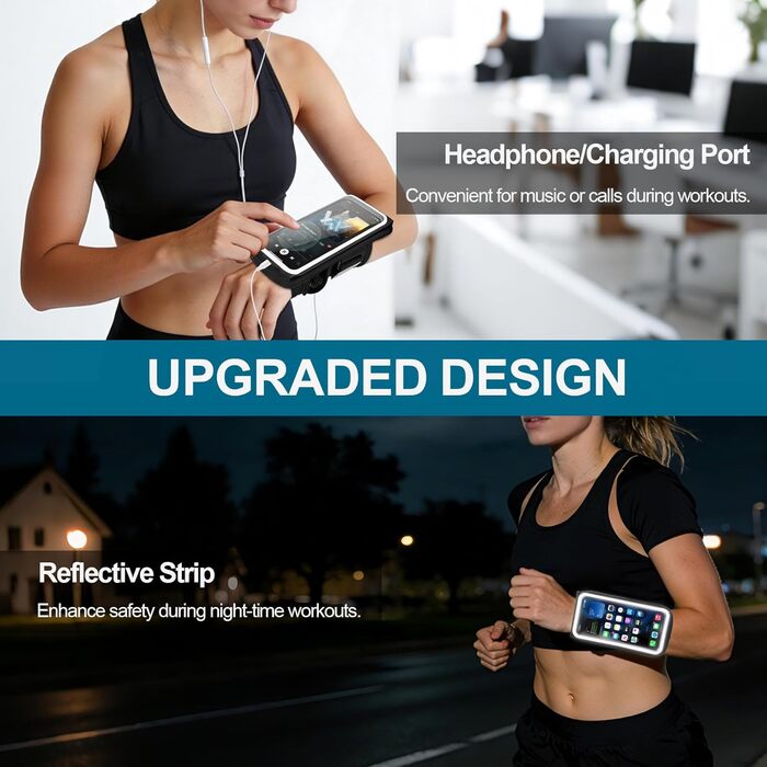 Спортивний браслет для телефону Guzack 2-в-1: фіксатор для бігу та тренувань, універсальний, для iPhone/Samsung