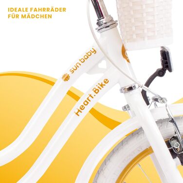 Дівчача дитяча велосипед Sun Baby Heart Bike 12/14/16 дюймів, знімний ручка-штовхач, для дітей 2-6 років (білий золото, 16 дюймів)