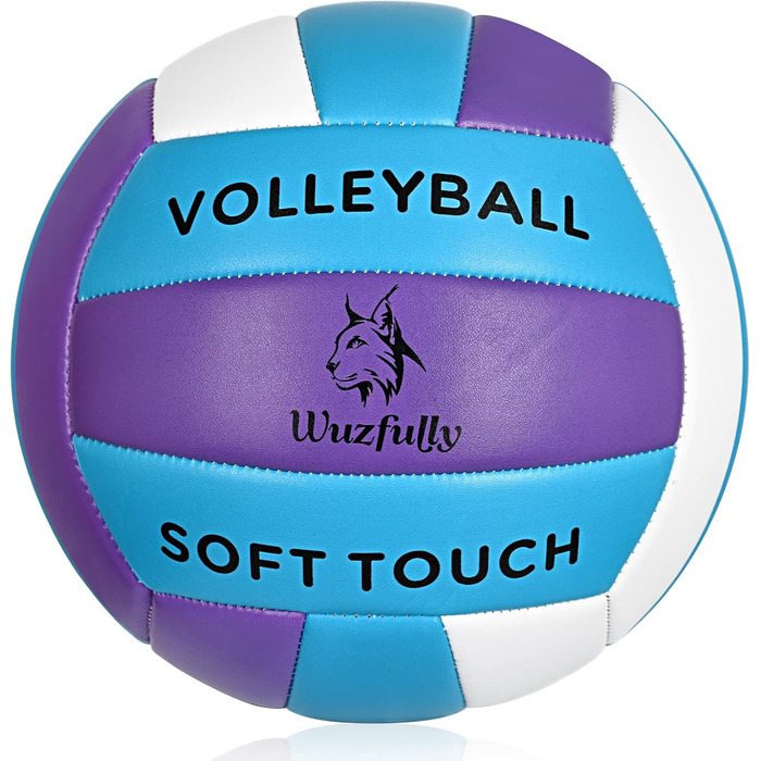 Волейбольні м'ячі Wuzfully Soft Touch для залу та пляжу, розмір 5 (білий/фіолетовий)