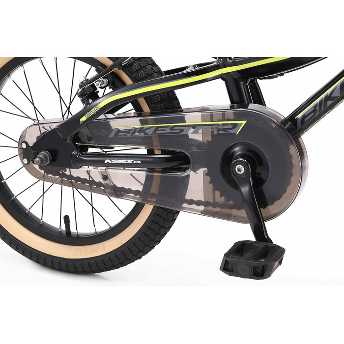 Дитяче велосипед BIKESTAR 16 дюймів: алюмінієвий MTB для дівчаток та хлопчиків 4-5 років, V-brake, чорно-зелений