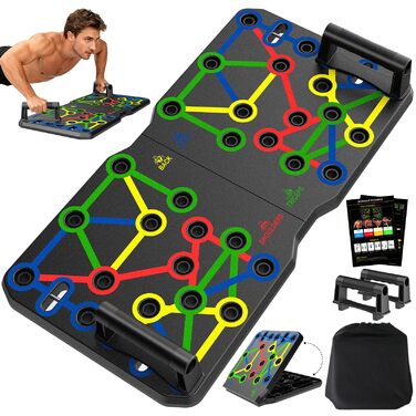 AERLANG Дошка для віджимань, портативна, багатофункціональна, складана, 10-в-1, ручки для віджимань, професійний тренажер для силових тренувань, багато кольорів