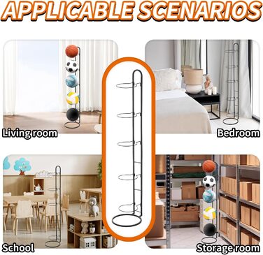 Стійка для м'ячів 5-ти ярусна: волейбол, футбол, баскетбол - металева стійка для зберігання м'ячів у спортзалі, гаражі