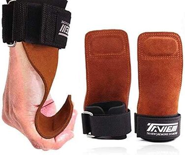 ТAVIEW Преміум фітнес-напульчники для підйому штанги – підтримка хвату, альтернатива рукавичкам, для силових тренувань, кросфіту, підтягувань, станової тяги, коричневі