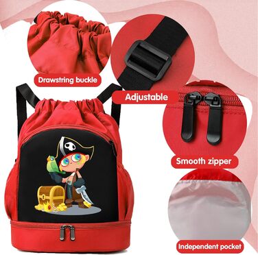 Дитяча спортивна сумка YOUYIKE, водонепроникний рюкзак з відділенням для мокрого одягу, сумка для занять спортом, Gym Bag для дівчаток та хлопчиків, зелений (червоний)