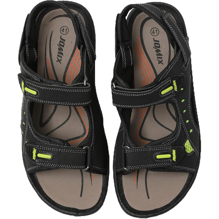 Чоловічі сандалі JOMIX для активного відпочинку на липучках: пляж, гори, подорожі (41 EU, чорні)