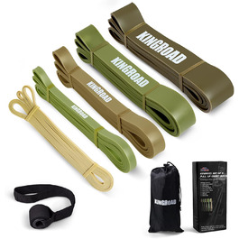 Набір еластичних стрічок опору 5 шт. для фітнесу, силових тренувань та пілатесу, з дверним фіксатором, зелені