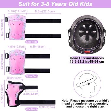 Дитячий шолом Unicorn Castle для дівчаток 3-8 років, комплект наколінників, рожевий