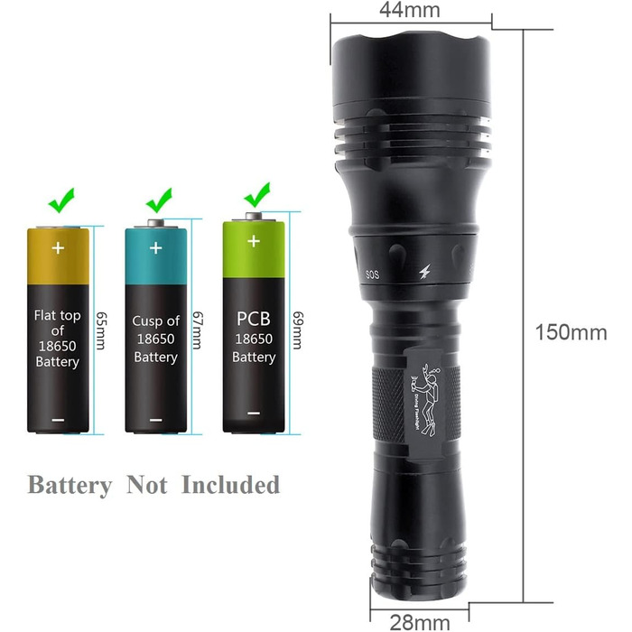 LED-ліхтар для дайвінгу SecurityIng: 5 режимів, 2000 люмен, водонепроникний до 30м, для дайвінгу, риболовлі та відпочинку на воді