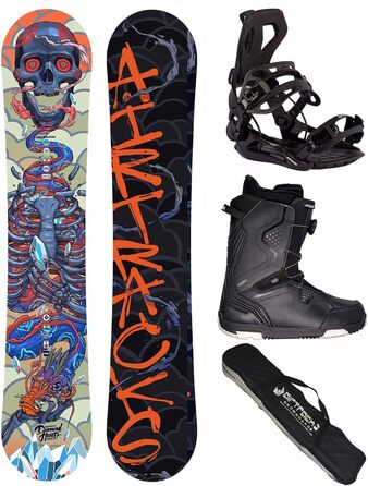 Чоловічий сноуборд-набір Airtracks Freeride Freestyle Diamond Heart Carbon Wide Hybrid Rocker 155 см + кріплення Master + черевики Strong Atop 43 + чохол