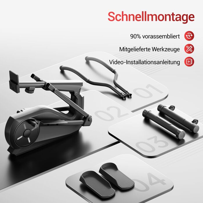 Крос-тренажер CURSOR для дому з 16 рівнями опору, ультратихий магнітний еліпс, довжина кроку 40 см, датчики пульсу, LCD-дисплей, вантажопідйомність 159 кг, помаранчевий