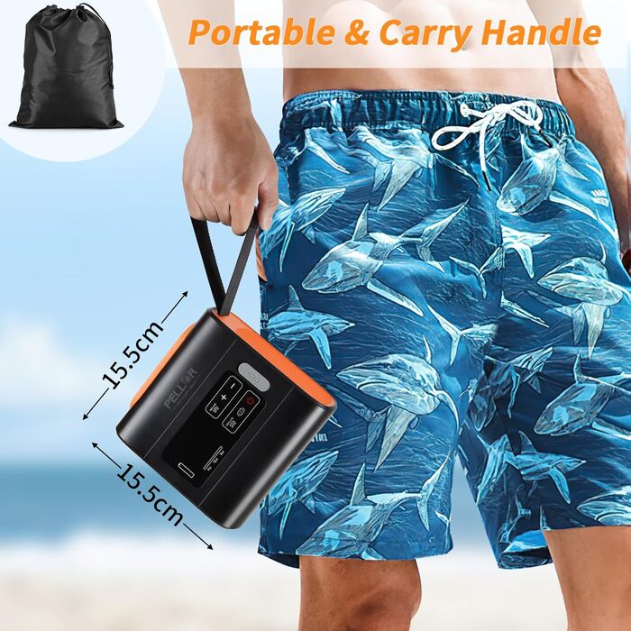 Електричний насос для SUP дошки PELLOR, 22 PSI, портативний, з акумулятором, для надування та здування, автоматичне вимкнення, для SUP дошок, каяків, наметів, човнів