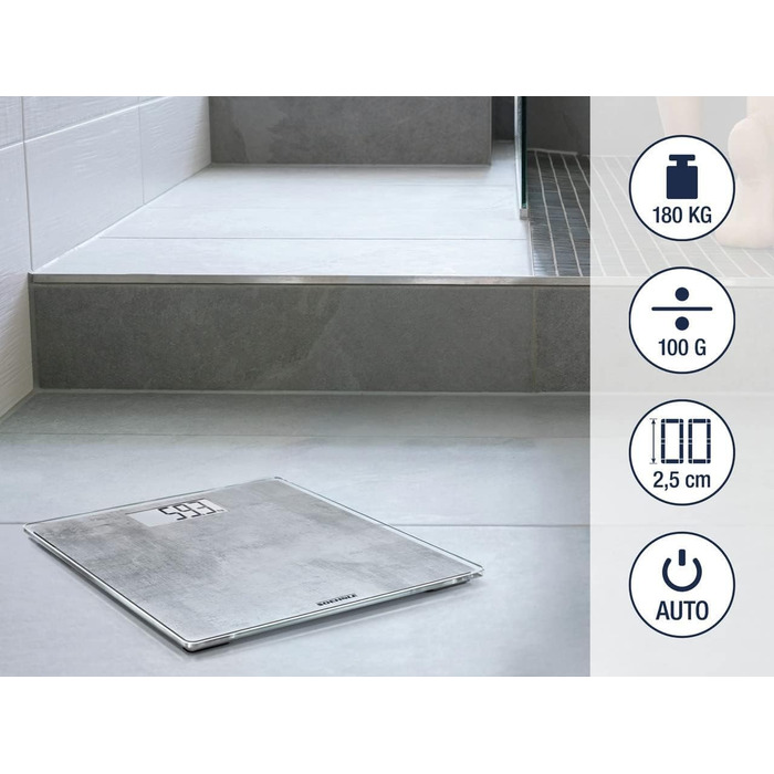 Електронна вага Soehnle Style Sense Compact 300 Concrete, до 180 кг, LCD-дисплей, надтонкий дизайн, персональна вага
